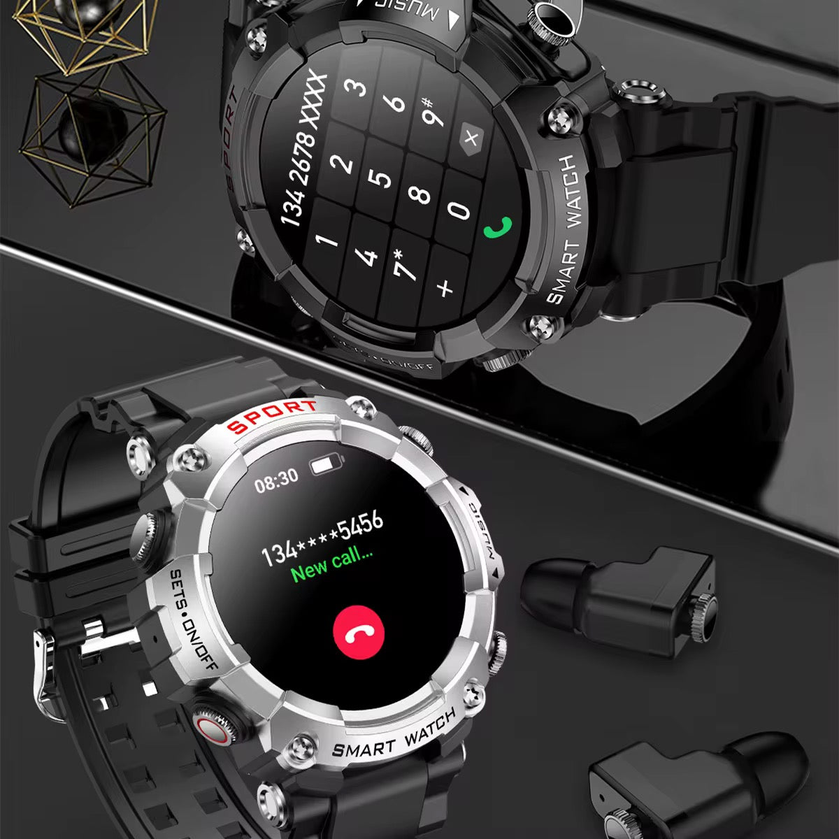 Montre Connectée T96 – Écouteurs Bluetooth Intégrés & Grand Écran HD