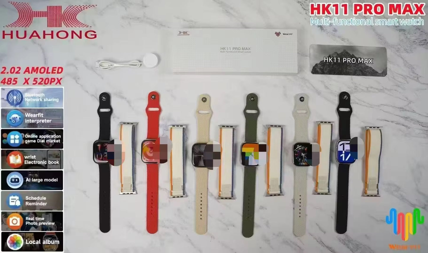 HK11 Pro Max – Montre Connectée Multifonction avec Double Bracelet Intégré (AI & WearFit 2.0)