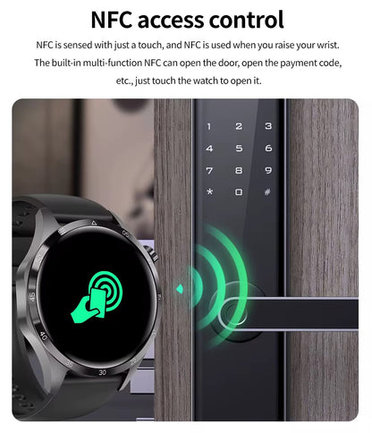GT4 Pro – Montre connectée haut de gamme avec NFC et 2 bracelets (Silicone & Acier)