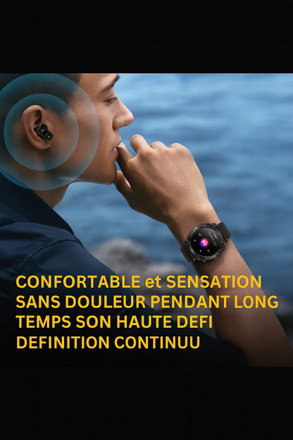 Montre Connectée T95 avec Écouteurs Bluetooth Intégrés. Élégant & Technologies avec 2 Bracelets doux, légers et confortables