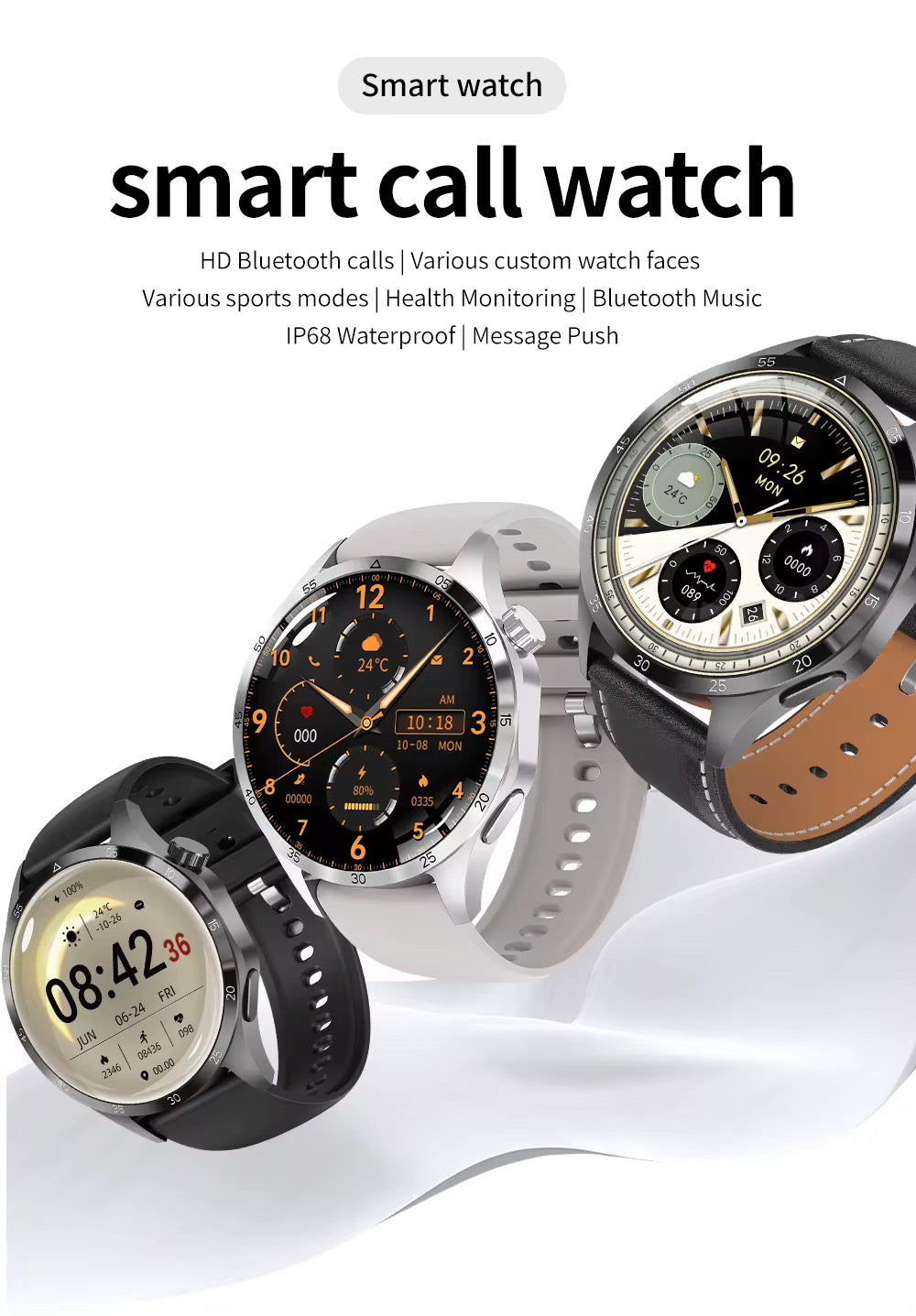 GT4 Pro – Montre connectée haut de gamme avec NFC et 2 bracelets (Silicone & Acier)