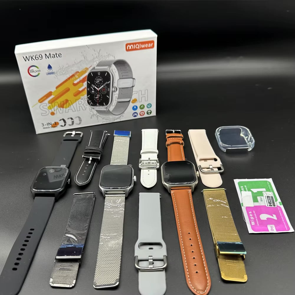Montre Connectée WK69 – Série 9 (Édition Premium avec 3 Bracelets)