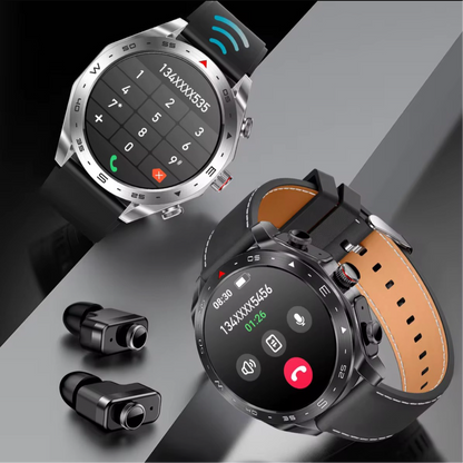 Montre Connectée T95 avec Écouteurs Bluetooth Intégrés. Élégant & Technologies avec 2 Bracelets doux, légers et confortables