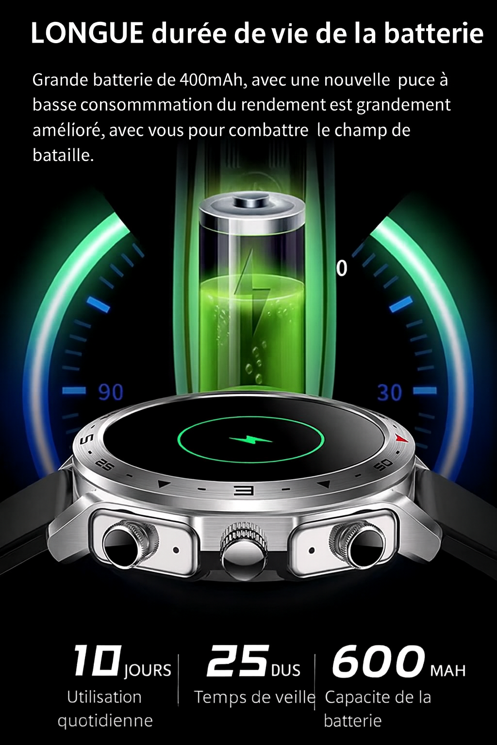 Montre Connectée T95 avec Écouteurs Bluetooth Intégrés. Élégant & Technologies avec 2 Bracelets doux, légers et confortables